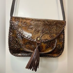Patricia Nash Bark Leaves Leather Crossbody Shoulder Bag New With Tags!
